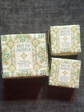 White Tea Calendula Shea Butter Spa Bar Bath Soap Set Bars Exfoliating US Made